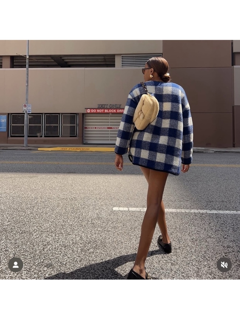 Sezane Farel Reversible Wool Jacket Blue Ecru Check US 12 NWT - Picture 9 of 11